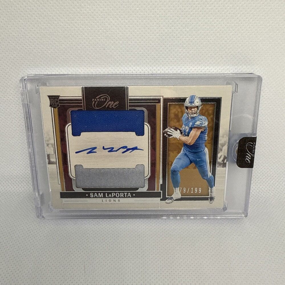 2023 Panini One Sam LaPorta Rookie Dual Patch Autograph On card 179 /199